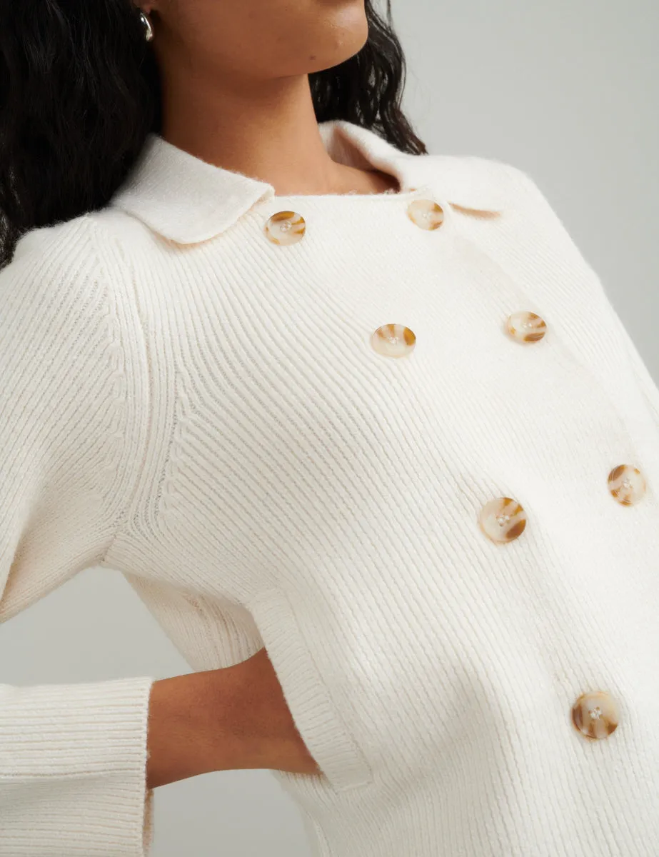 Cream Double Breasted Collar Cardigan sold by Nobody's Child product image thumbnail 2