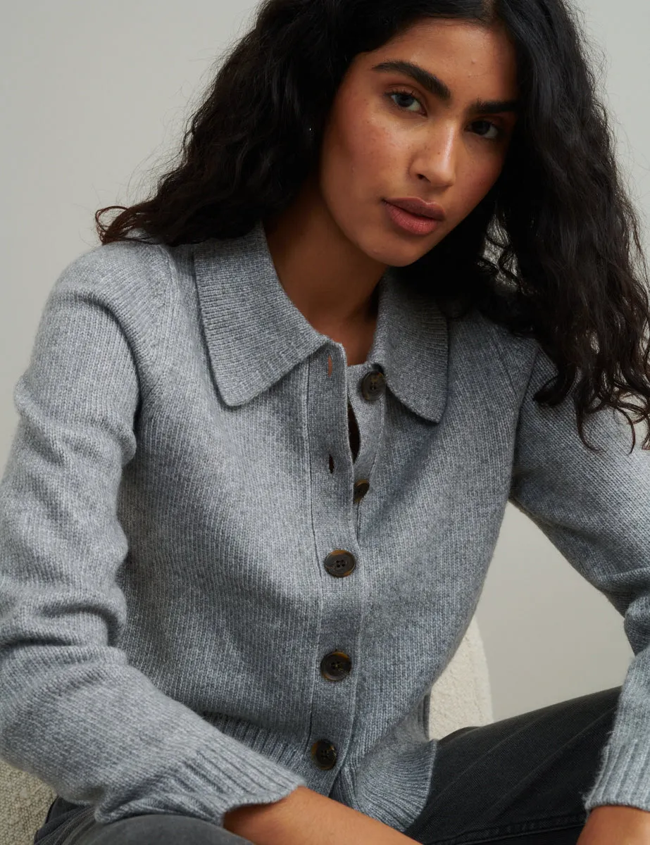 Grey Collar Knitted Cardigan sold by Nobody's Child product image thumbnail 4