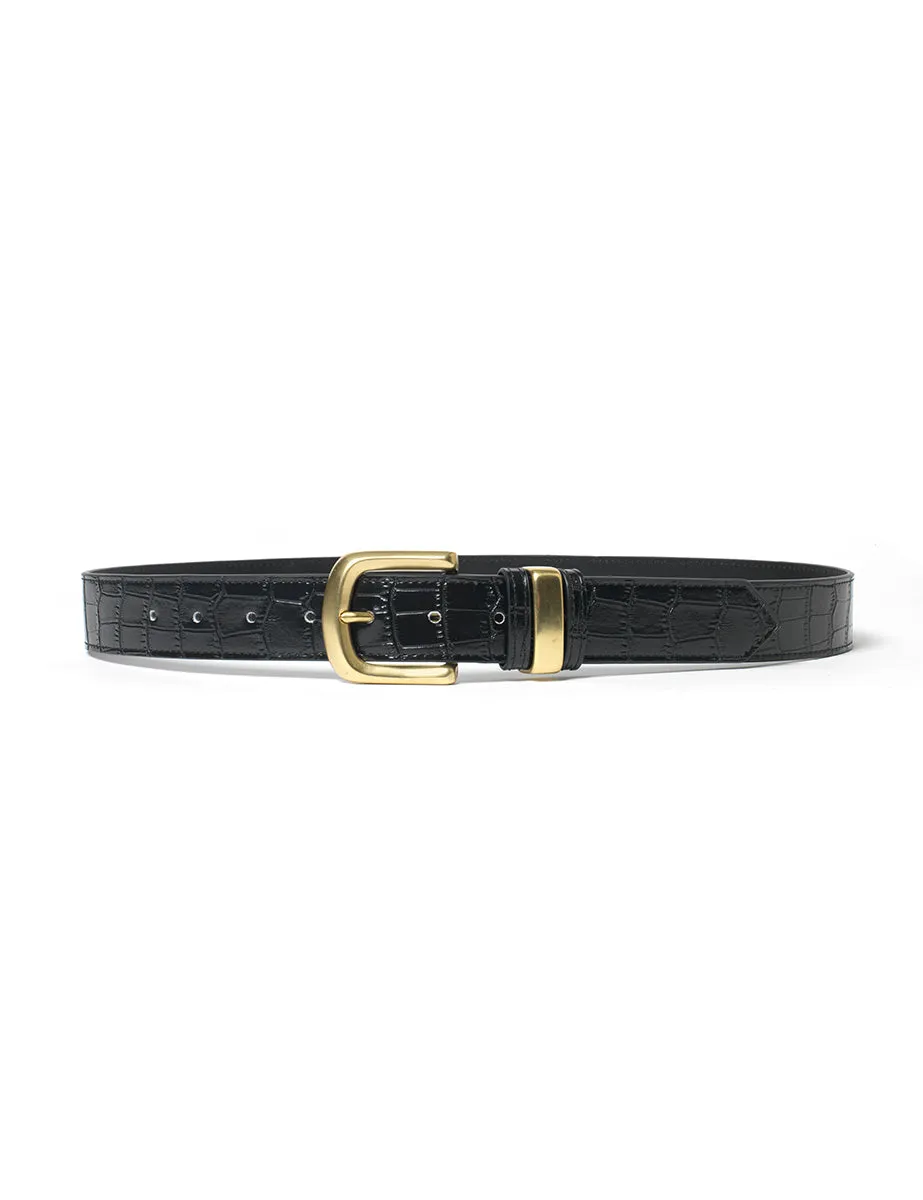 Black Croc Finish Belt sold by Nobody's Child