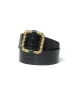 Black Leather Metal Crocodile Belt sold by Nobody's Child