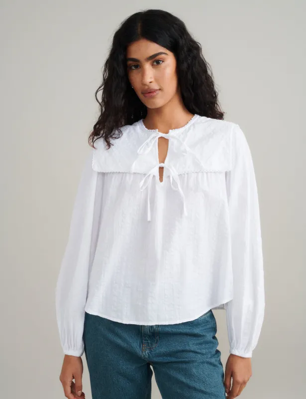 White Collar Detail Bridy Blouse sold by Nobody's Child