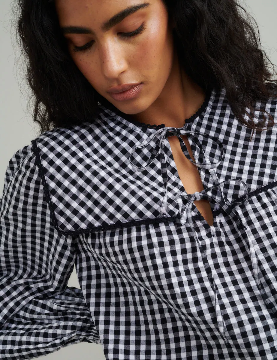 Black Gingham Collar Detail Bridy Blouse sold by Nobody's Child product image thumbnail 3