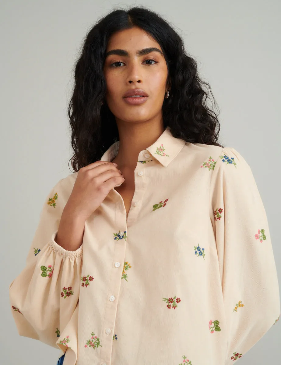 Peach Floral Embroidered Shirt sold by Nobody's Child product image thumbnail 2