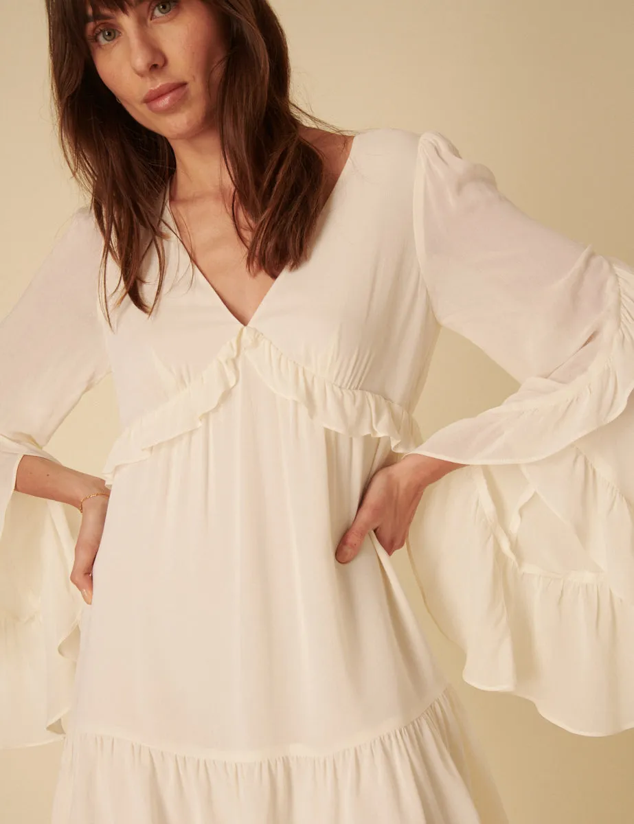 Cream Ruffled Jojo Mini Dress sold by Nobody's Child product image thumbnail 3