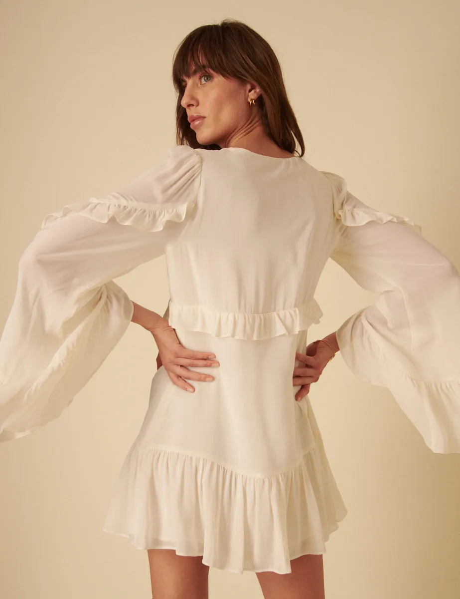 Cream Ruffled Jojo Mini Dress sold by Nobody's Child product image thumbnail 4