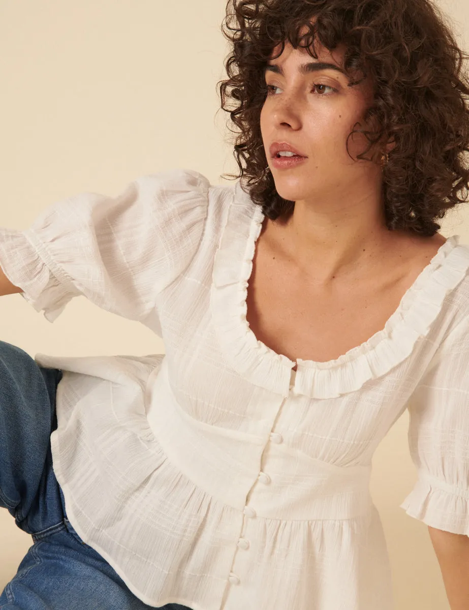 White Flossie Puff Sleeve Blouse sold by Nobody's Child product image thumbnail 2