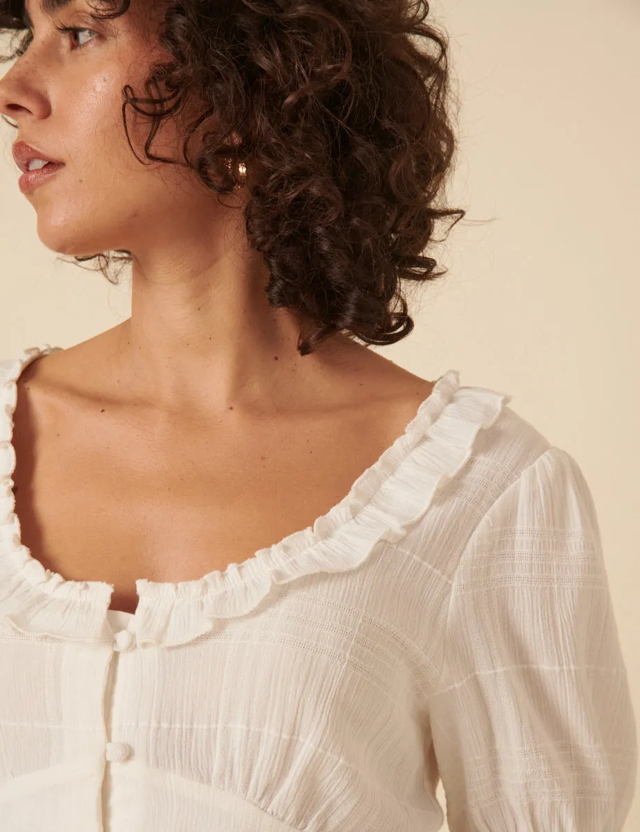 White Flossie Puff Sleeve Blouse sold by Nobody's Child product image thumbnail 3