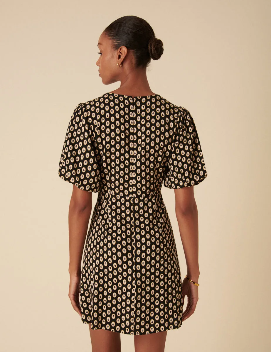 Black Floral Printed Benita Mini Dress sold by Nobody's Child product image thumbnail 4