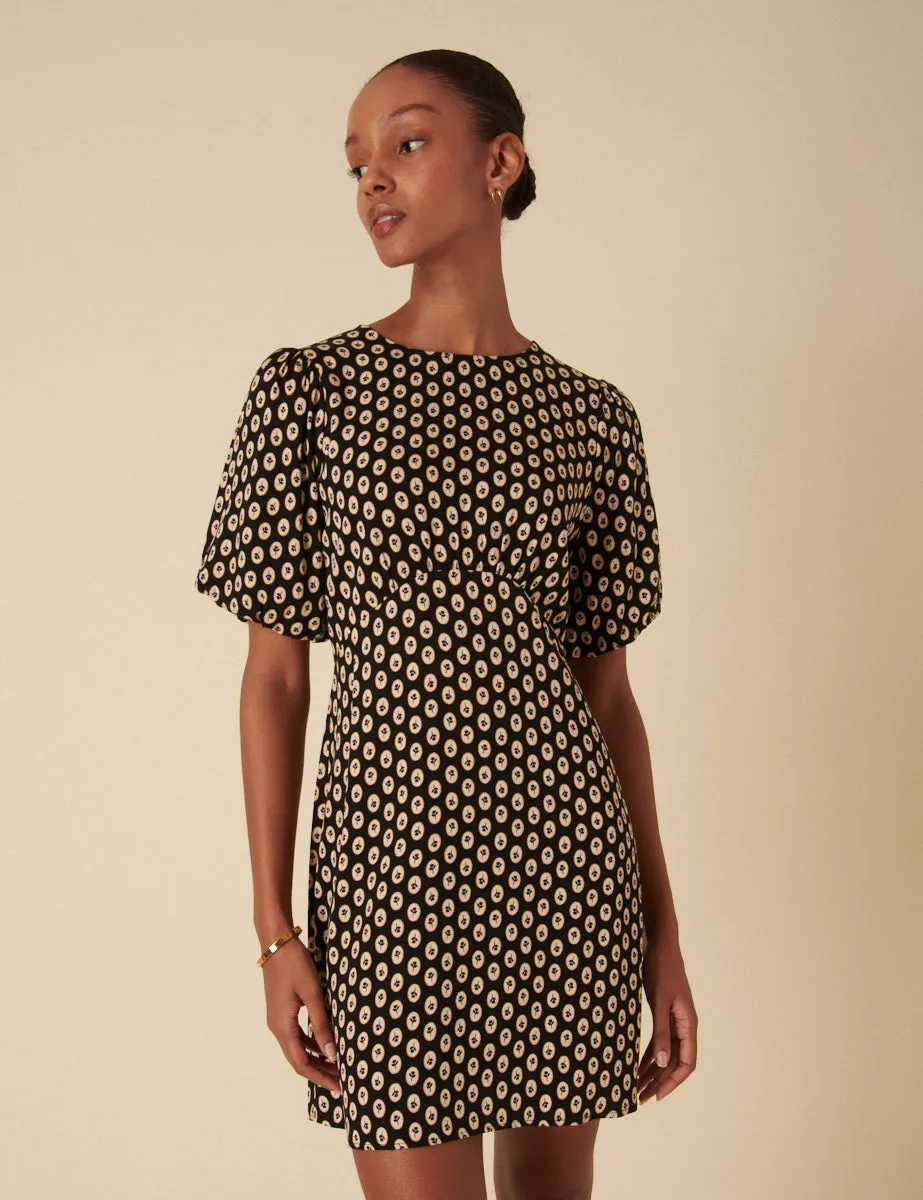 Black Floral Printed Benita Mini Dress sold by Nobody's Child