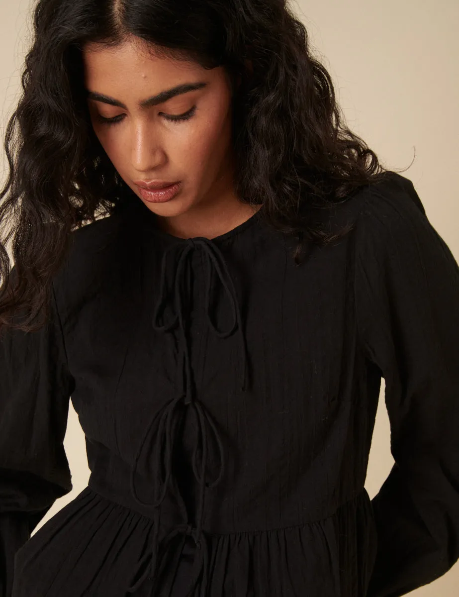 Black Tie Front Blouse sold by Nobody's Child product image thumbnail 2