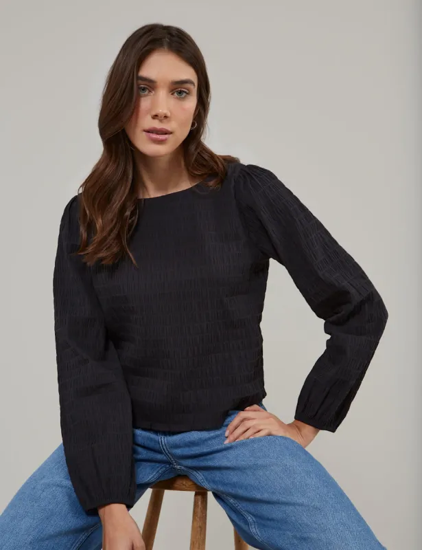 Black Textured Blouse sold by Nobody's Child