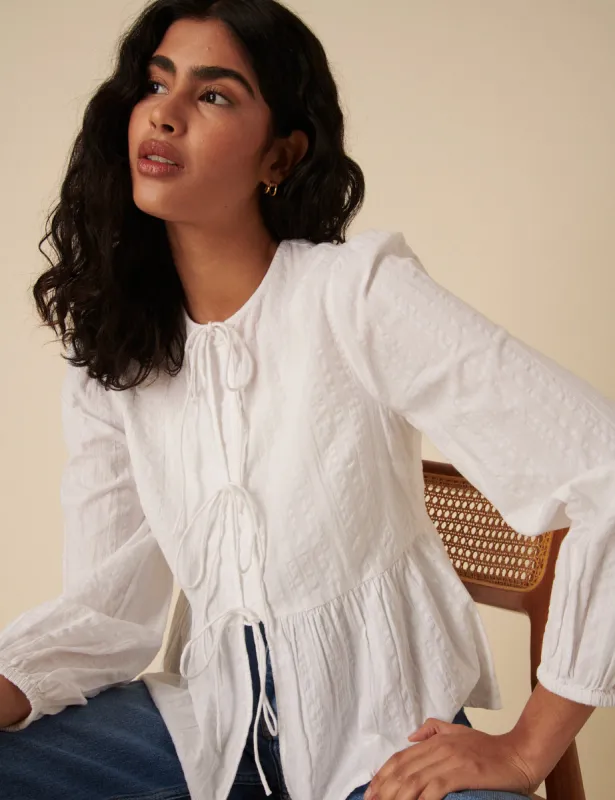 White Tie Front Blouse sold by Nobody's Child