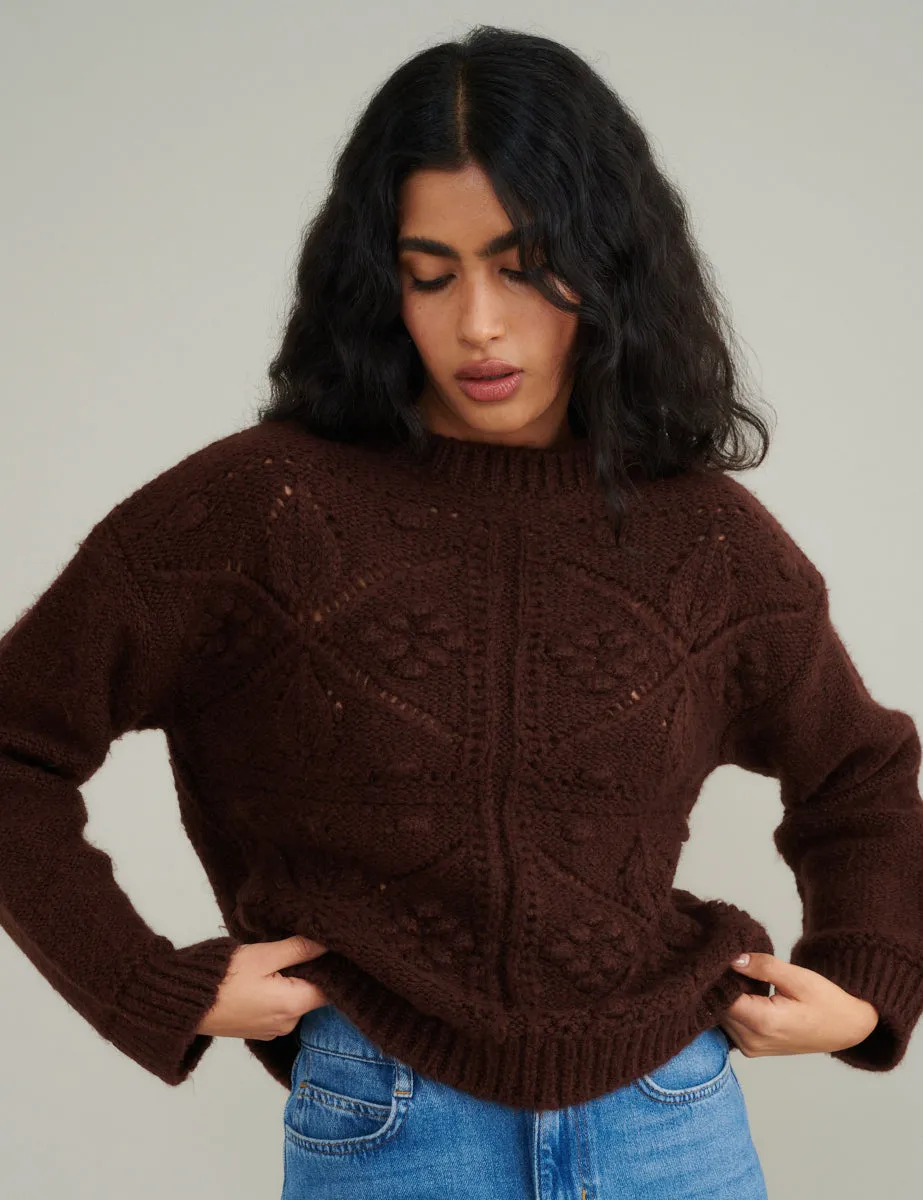Brown Crew Neck Knitted Jumper sold by Nobody's Child product image thumbnail 2