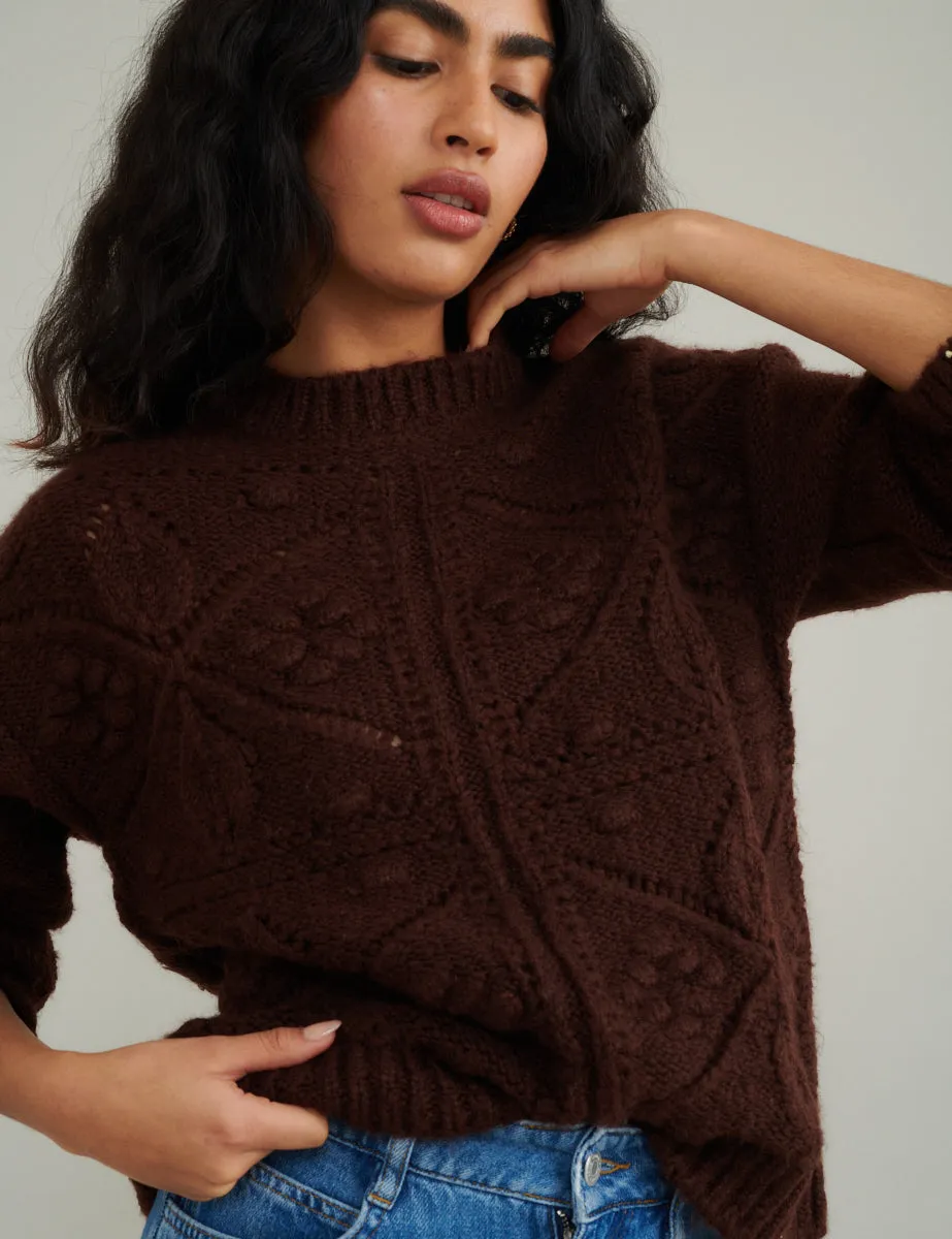 Brown Crew Neck Knitted Jumper sold by Nobody's Child