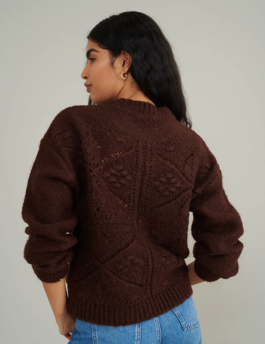 Brown Crew Neck Knitted Jumper sold by Nobody's Child product image thumbnail 4