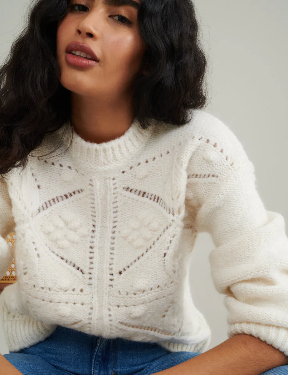 Cream Crew Neck Knitted Jumper sold by Nobody's Child product image thumbnail 3