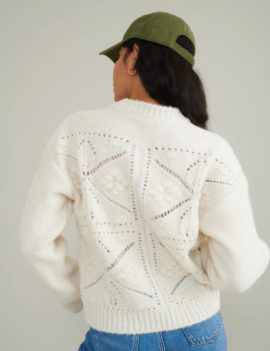 Cream Crew Neck Knitted Jumper sold by Nobody's Child product image thumbnail 4