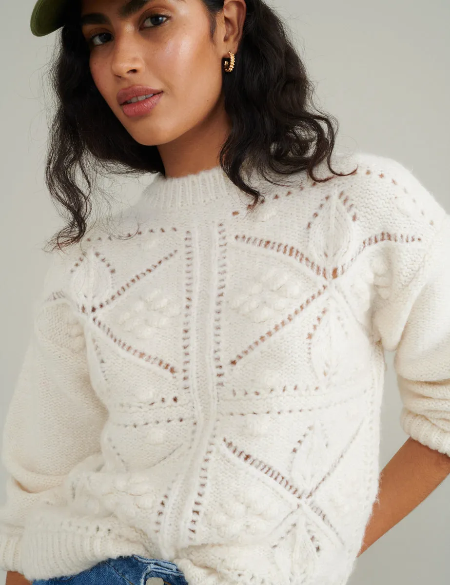 Cream Crew Neck Knitted Jumper sold by Nobody's Child product image thumbnail 2