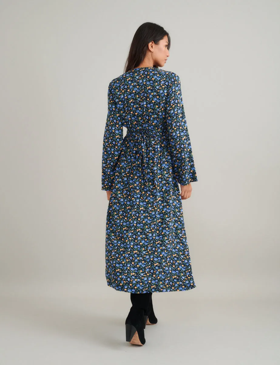 Blue Ditsy Floral Lydia Midi Dress sold by Nobody's Child product image thumbnail 4