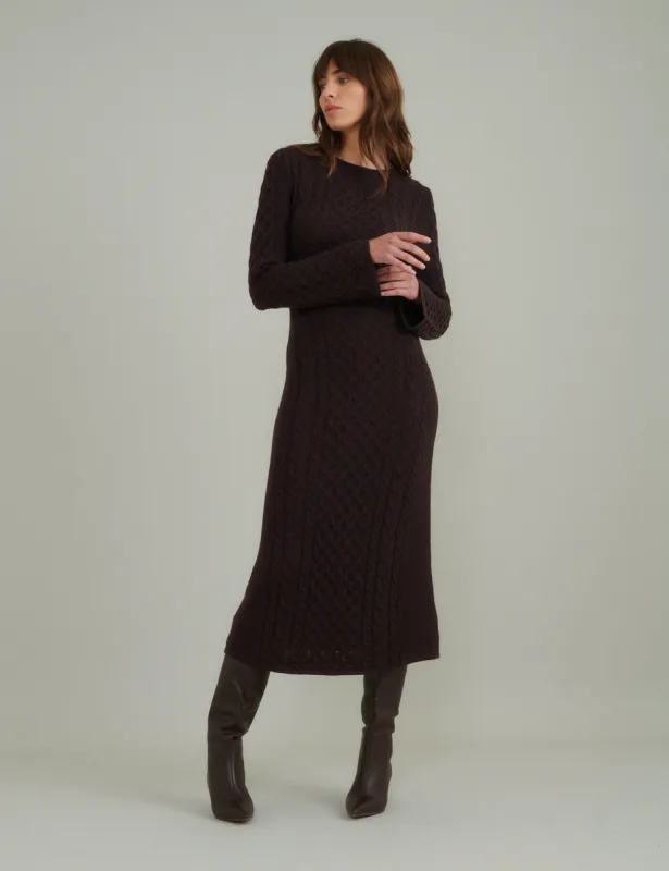 Brown Cable Stitch Knitted Dress sold by Nobody's Child
