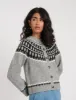 Grey Fair Isle Wool Blend Knitted Cardigan sold by Nobody's Child
