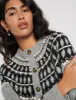 Grey Fair Isle Wool Blend Knitted Cardigan sold by Nobody's Child