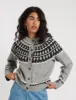 Grey Fair Isle Wool Blend Knitted Cardigan sold by Nobody's Child
