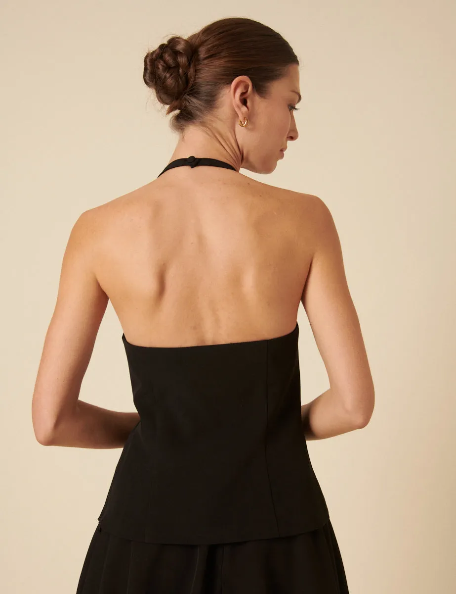 Black Halterneck Tailored Waistcoat sold by Nobody's Child product image thumbnail 5