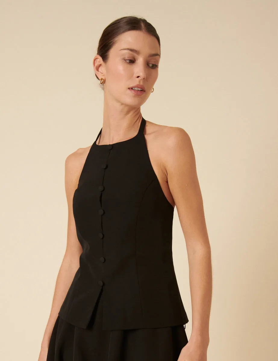 Black Halterneck Tailored Waistcoat sold by Nobody's Child product image thumbnail 4