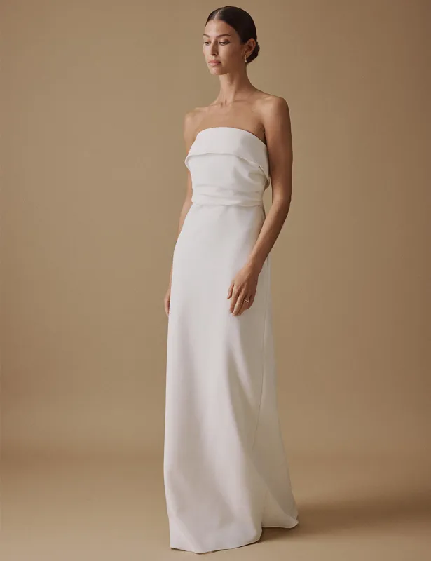 White Bandeau Maxi Lena Bridal Dress sold by Nobody's Child