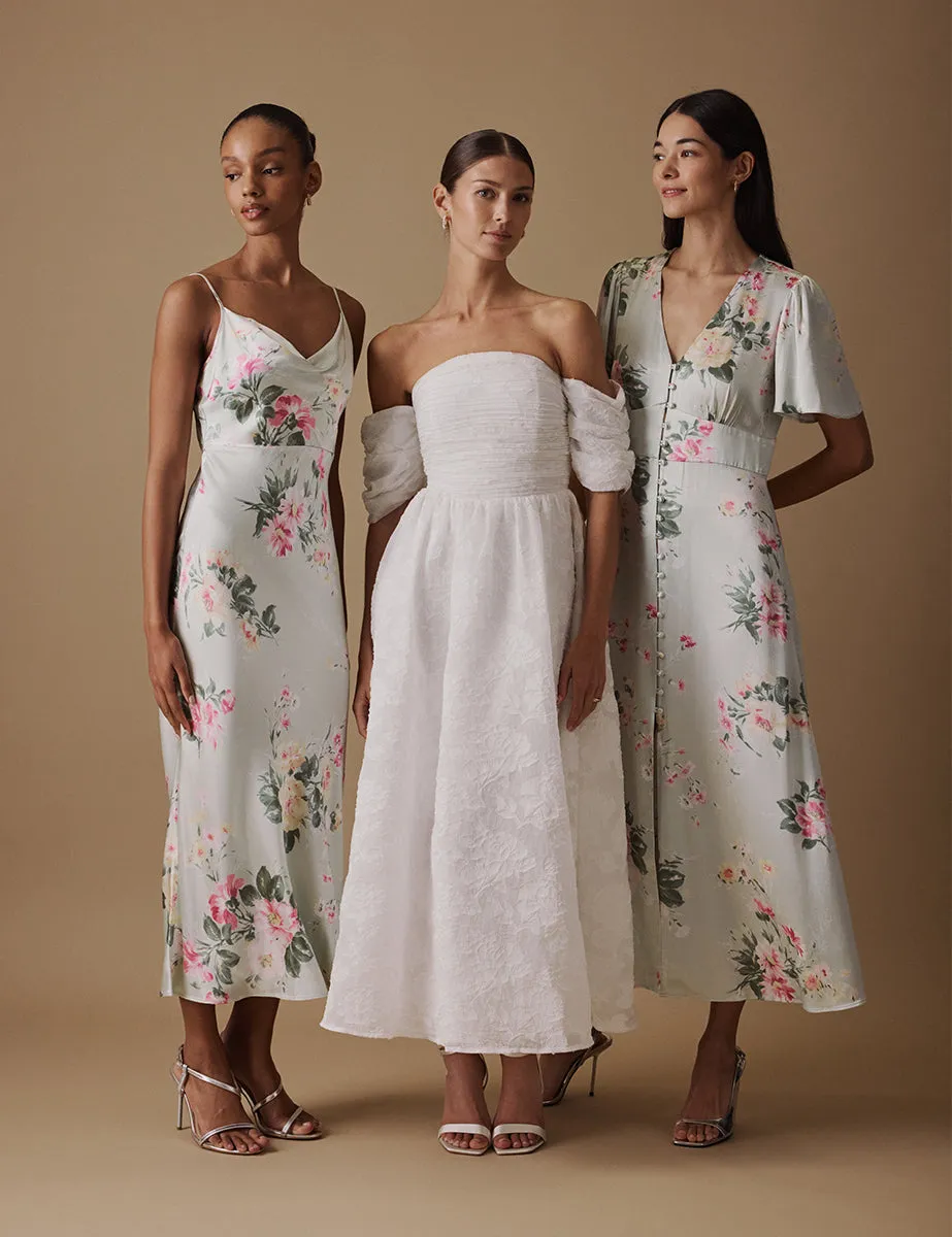 White Off The Shoulder Midi Verna Bridal Dress sold by Nobody's Child product image thumbnail 3