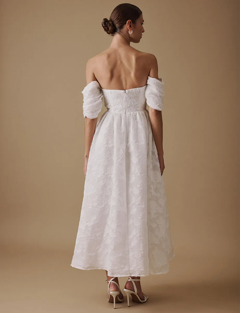 White Off The Shoulder Midi Verna Bridal Dress sold by Nobody's Child product image thumbnail 5