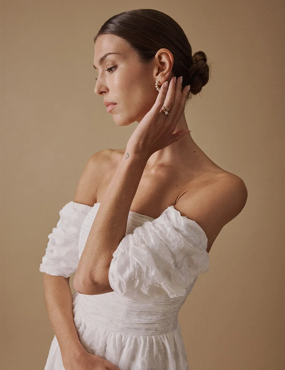 White Off The Shoulder Midi Verna Bridal Dress sold by Nobody's Child product image thumbnail 2