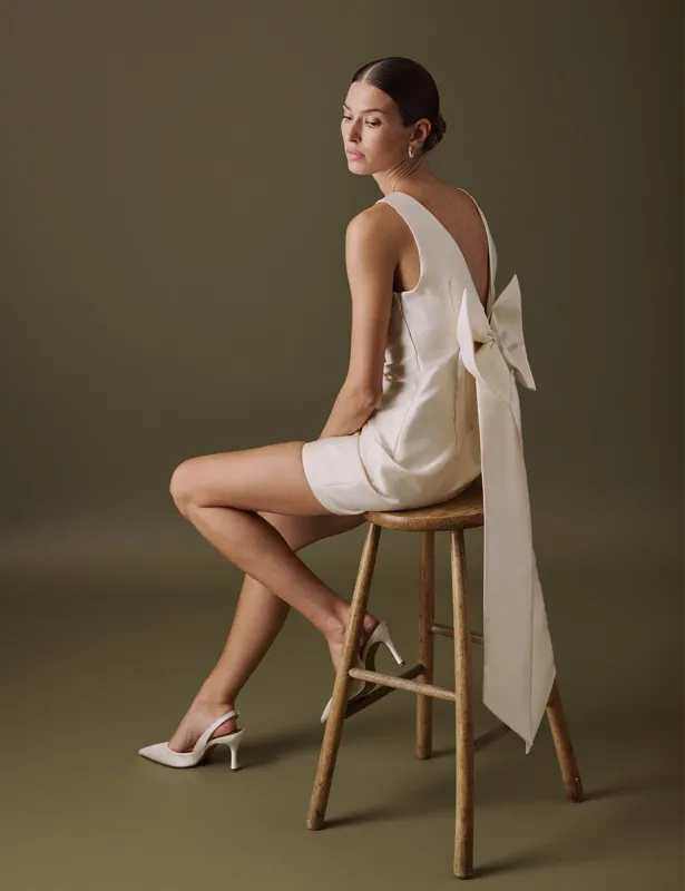 Ivory Open Back Mini Atalana Bridal Dress sold by Nobody's Child