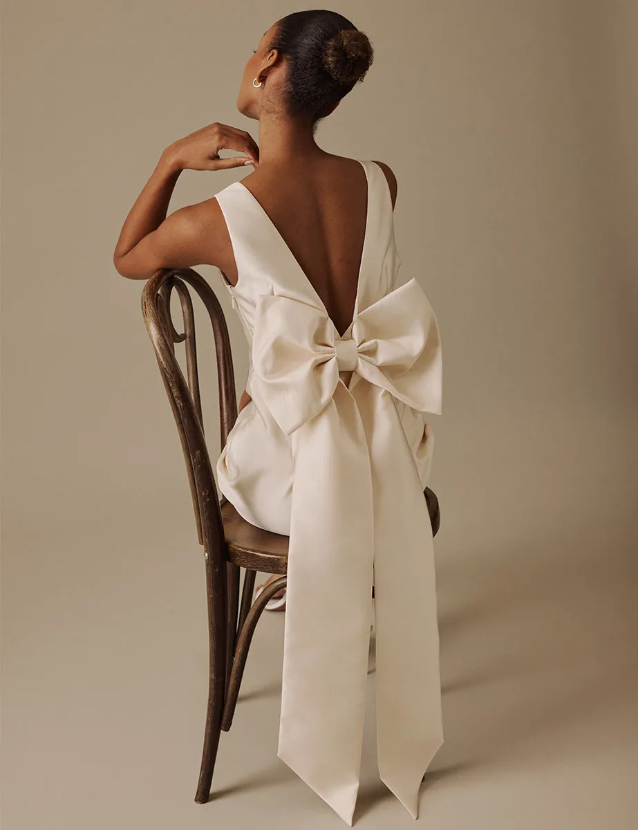 Ivory Open Back Mini Atalana Bridal Dress sold by Nobody's Child product image thumbnail 4