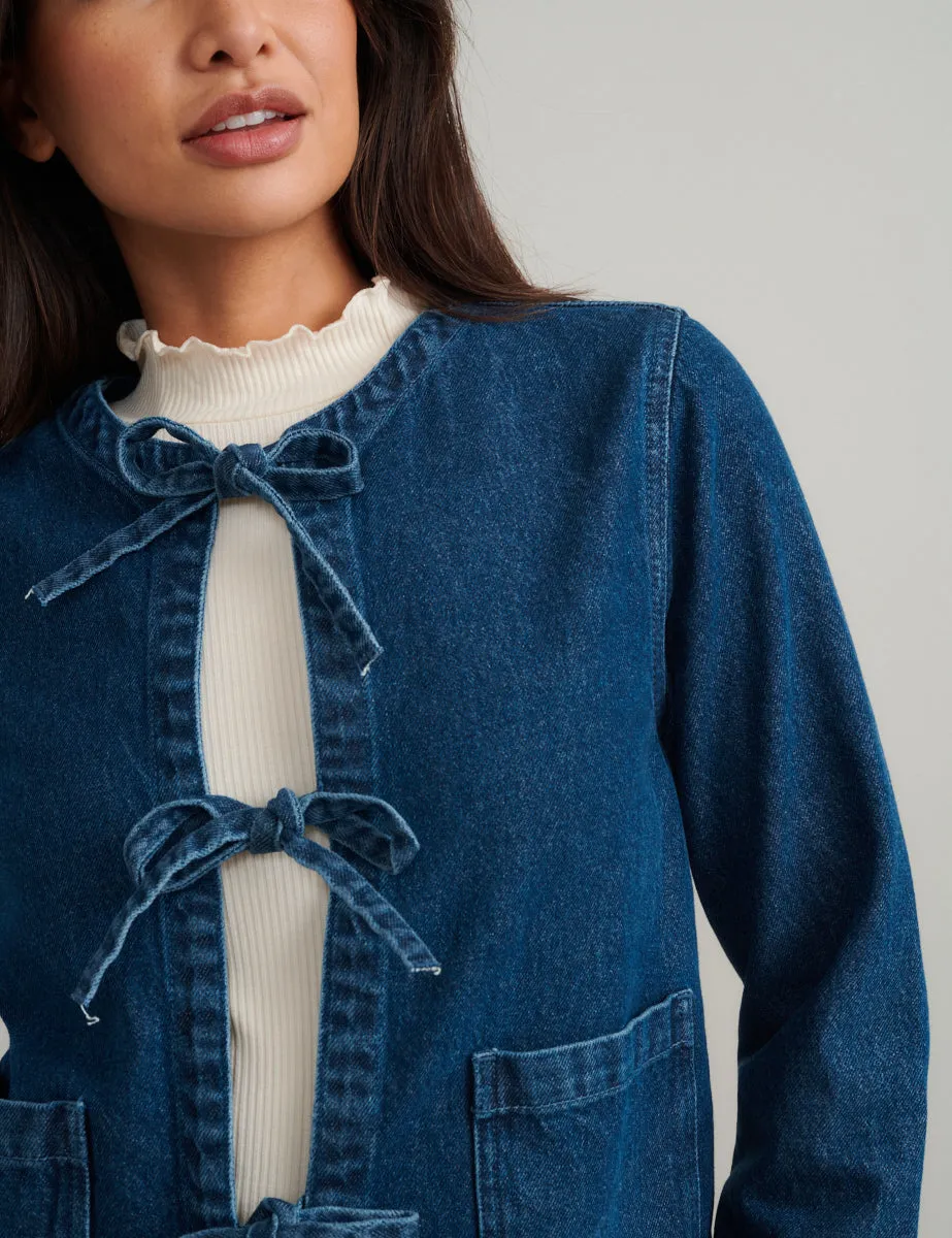 Dark Denim Tie Front Arlington Jacket sold by Nobody's Child product image thumbnail 2