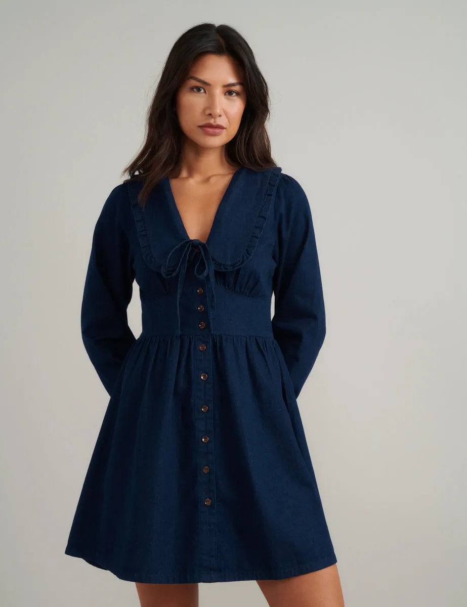 Dark Wash Denim Ottilie Mini Dress sold by Nobody's Child