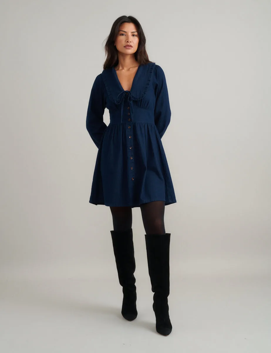 Dark Wash Denim Ottilie Mini Dress sold by Nobody's Child product image thumbnail 3