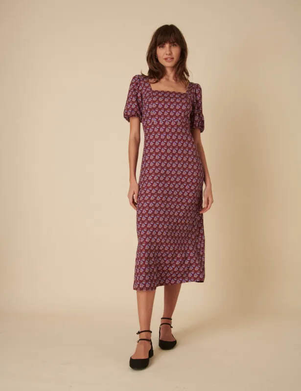 Red Floral Lara Midi Dress sold by Nobody's Child