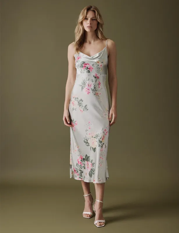 Floral Green Cowl Neck Midi Trixie Dress sold by Nobody's Child