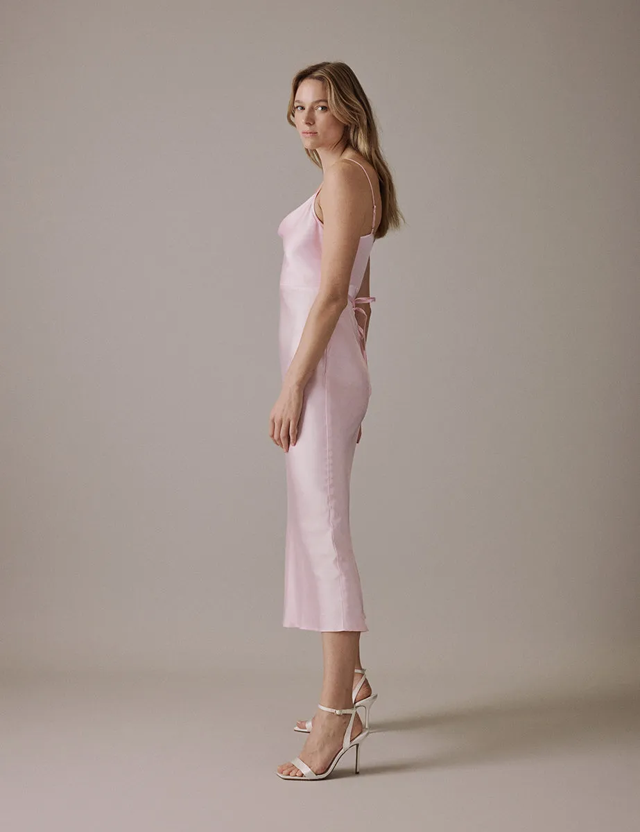 Soft Pink Cowl Neck Midi Trixie Dress sold by Nobody's Child product image thumbnail 3