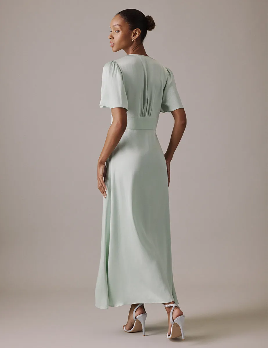 Soft Green V Neck Midi Erin Dress sold by Nobody's Child product image thumbnail 5