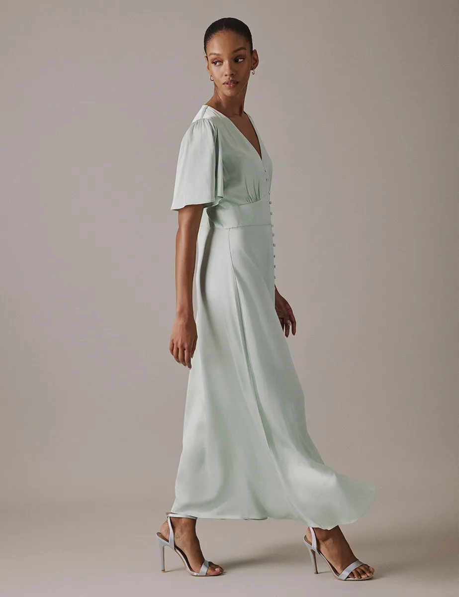 Soft Green V Neck Midi Erin Dress sold by Nobody's Child product image thumbnail 3