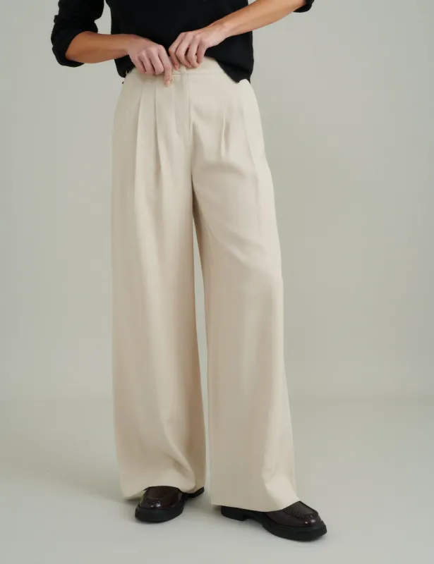 Cream Wide Leg Tailored Trousers sold by Nobody's Child