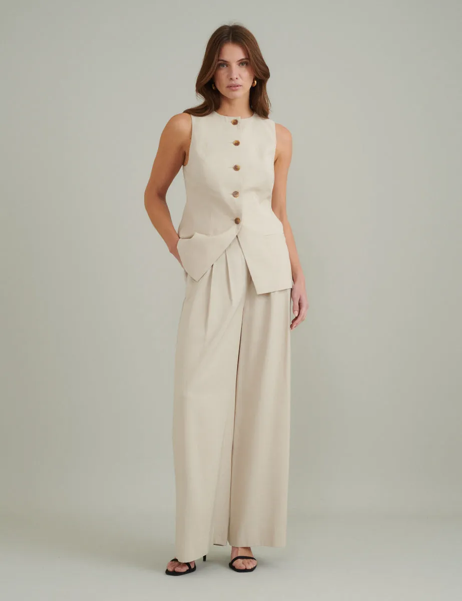 Cream Crew Neck Longline Waistcoat sold by Nobody's Child product image thumbnail 4