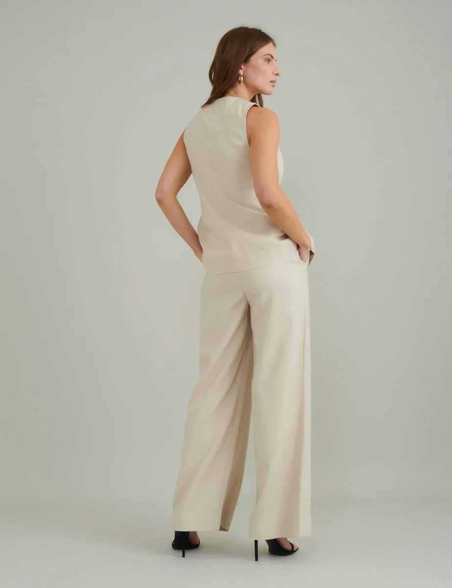 Cream Crew Neck Longline Waistcoat sold by Nobody's Child product image thumbnail 5