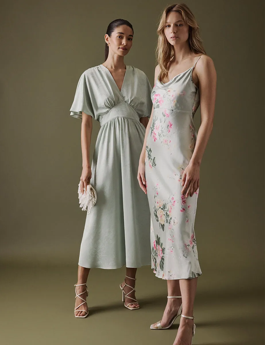 Soft Green V Neck Midi Lorelai Dress sold by Nobody's Child product image thumbnail 4