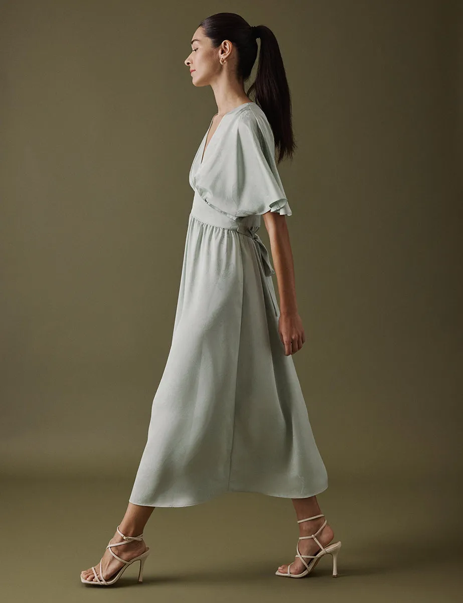 Soft Green V Neck Midi Lorelai Dress sold by Nobody's Child product image thumbnail 3