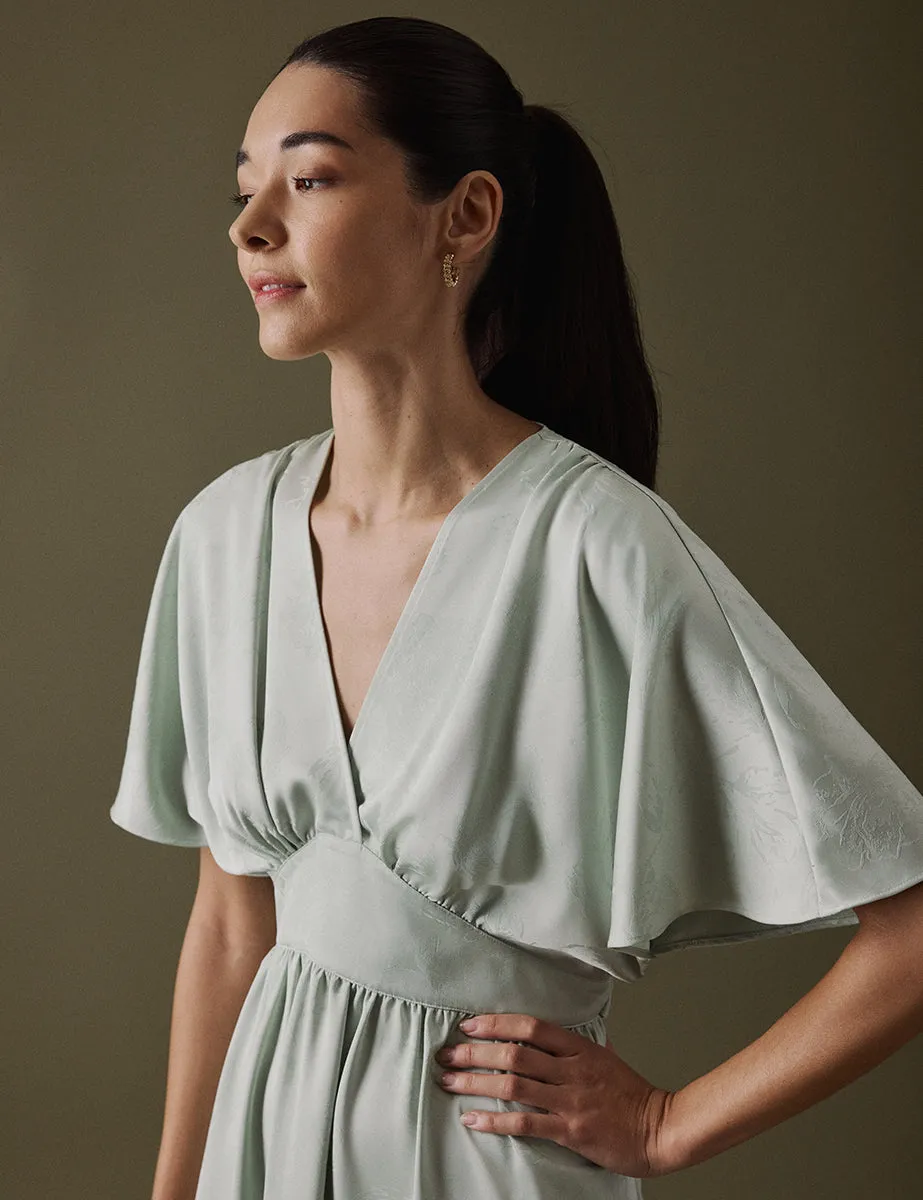 Soft Green V Neck Midi Lorelai Dress sold by Nobody's Child product image thumbnail 2