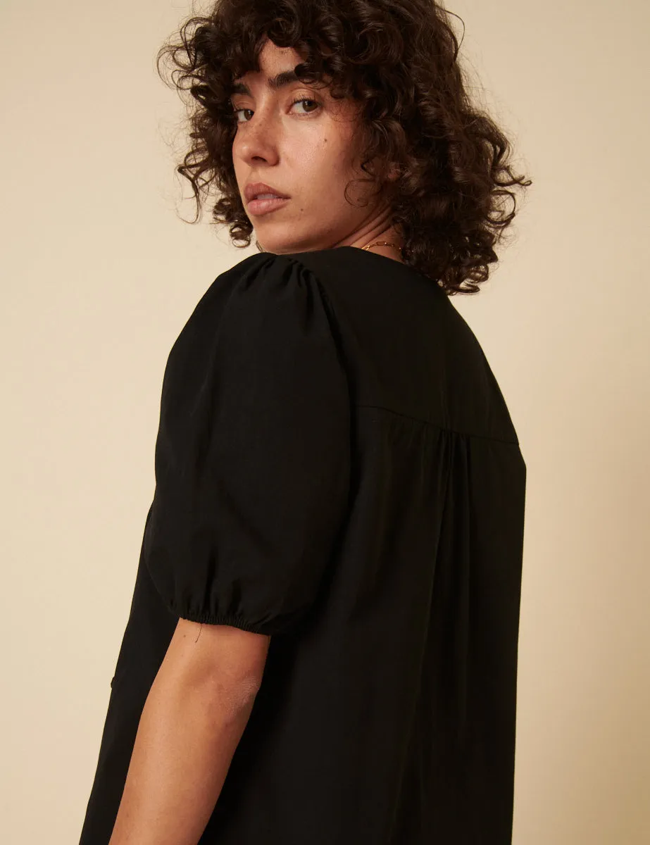 Black Tie-Front Bernadetta Blouse sold by Nobody's Child product image thumbnail 4